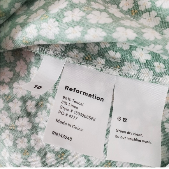 Reformation Preston Dress Green Floral Size 10 - Picture 4 of 10